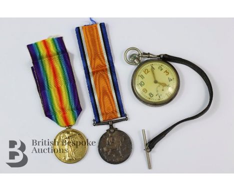 WWI medals, awarded to G.N.R Ace RA, including The Great War medal and the George V medal together with a military issue pock