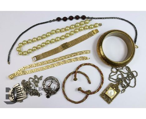 Miscellaneous jewellery, including Adorna pendant watch in baroque setting; lady's Rotary Quartz watch (not functioning); Ten