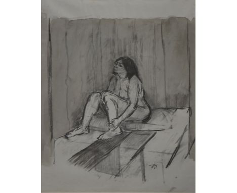 JACK SHORE (1922-2008); a sketch of a nude seated female, initialled J.S. lower right, 60 x 40cm, framed and glazed.