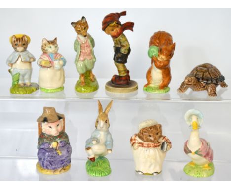 Eight Beswick Beatrix Potter figurines to include 'Peter Rabbit', 'And This Pig had None', 'Foxy Whiskered Gentleman', 'Tom K