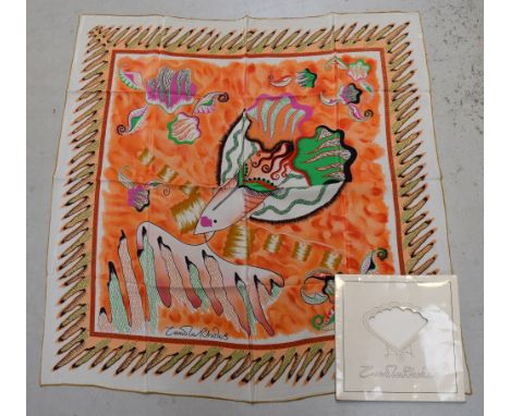 A vintage Zandra Rhodes silk abstract pattern scarf.