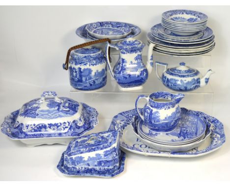 A quantity of Spode blue and white decorative ceramics and dinnerware to include a tureen and cover, a biscuit barrel, a teap