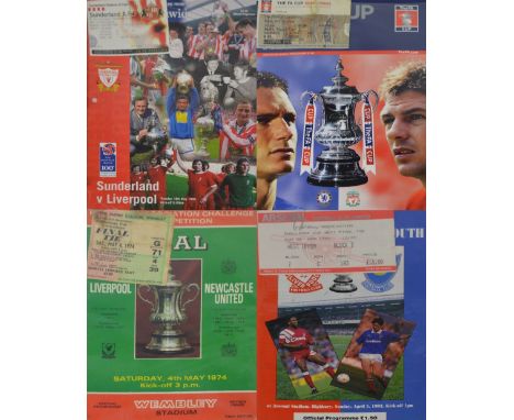 A folder of Liverpool FC programmes and accompanying tickets to include Liverpool Vs Newcastle United the final of the Footba