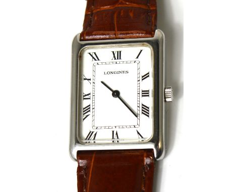 Longines; 1960s gentlemens tank style dress watch, high grade 17 jewel Calibre 5602  manual wind movement, all stainless stee