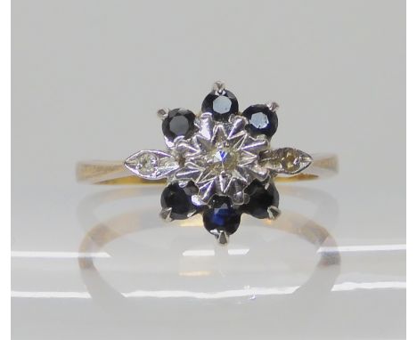 An 18ct sapphire and diamond accent ring, size N, weight 2.8gms Condition Report: Available upon request