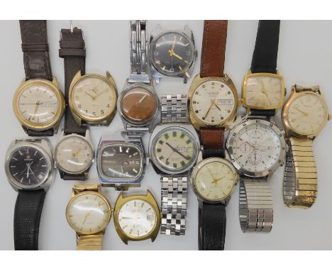 A collection of gents vintage and retro wristwatches to include Sekonda, Superette, Benrus etc Condition Report: Not availabl