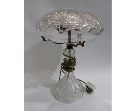 A cut crystal mushroom lamp Condition Report: Available upon request