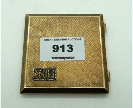 A silver gilt compact by Asprey &amp; Co. London 1934 7cm sq. Condition Report: Available upon request