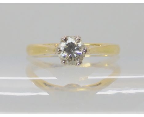 An 18ct gold diamond solitaire ring, set with an estimated approx 0.40ct brilliant cut diamond size L1/2, weight 2.9gms Condi