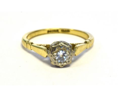 18CT GOLD &amp; DIAMOND SOLITAIRE  Platinum illusion set diamond solitaire, estimated in the setting as 0.20 carats, F-G colo