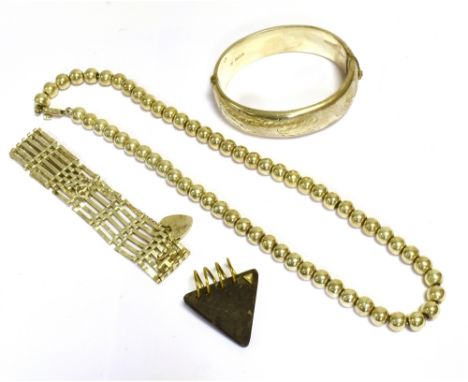 SILVER &amp; 18CT GOLD &amp; DIAMOND JEWELLERY  To include a designer 18ct gold triangular stone pendant, set with a 0.02 car