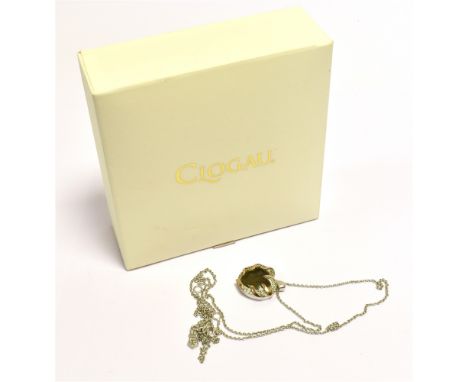 CLOGAU PENDANT &amp; RING SET  Heart shaped labradorite cabochons, surrounded by grain set white quartz and set in silver wit