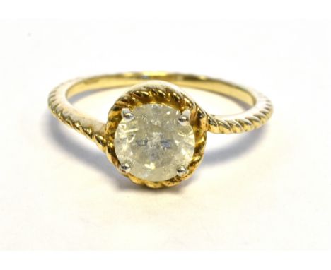 DIAMOND SOLITAIRE RING  Claw set round brilliant cut diamond, estimated in the setting as 1.0 carat, G-H colour, I3 clarity. 