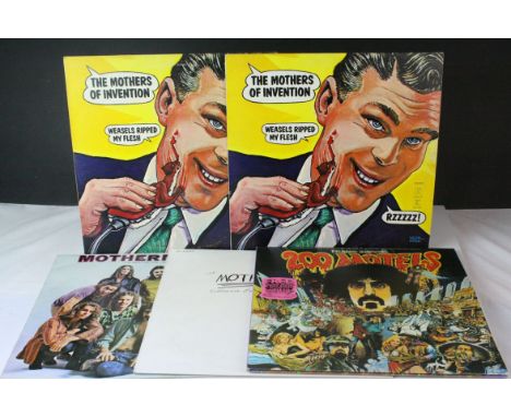 Vinyl - 5 Mothers Of Invention LP's to include Weasels Ripped By Flesh x2 (RSLP 2028), 200 Motels (UDF 50003), Fillmore East 