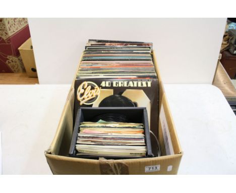 Vinyl - Over 50 LPs featuring The Stranglers, ZZ Top, T Rex, Rolling Stones, etc plus a record box of 45s to include Adam and