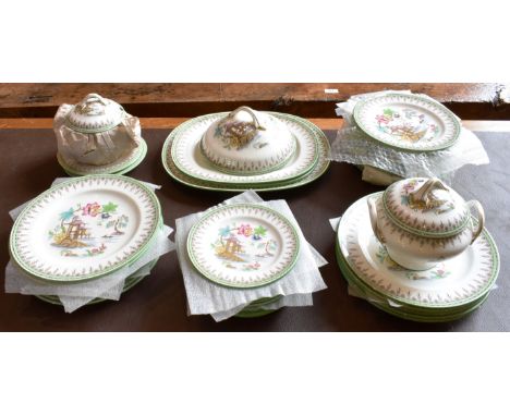 A MINTON PART DINNER SERVICE  including twelve dinner plates, twelve dessert plates, twelve side plates, three meat plates, p