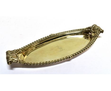 A GEORGE III SILVER SHAPED-OVAL SNUFFERS TRAY BY PAUL STORR engraved with a crest and with a deep gadrooned border and acanth