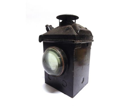 RAILWAYANA - A BRITISH RAILWAYS (MIDLAND REGION) BULLS-EYE LAMP  the hinged top embossed 'BR(M)', 36.5cm high.