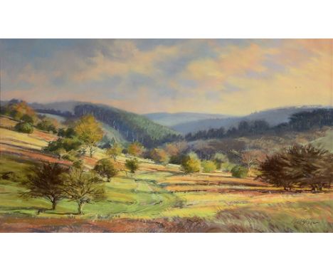 BARRY WATKIN (BRITISH, CONTEMPORARY)  'On the Quantocks, Near Crowcombe Gate',  pastel, titled verso, signed lower right, 35.