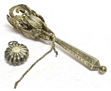 A COLLECTION OF SILVER AND PLATED ITEMS TO INCLUDE A 19TH CENTURY FLORAL POSY HOLDER in the form of trailing leaves, the face