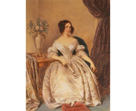 AH (19th century), Portrait of a Young Lady, watercolour, monogrammed and dated 1851, 36cm x 28cm, framed