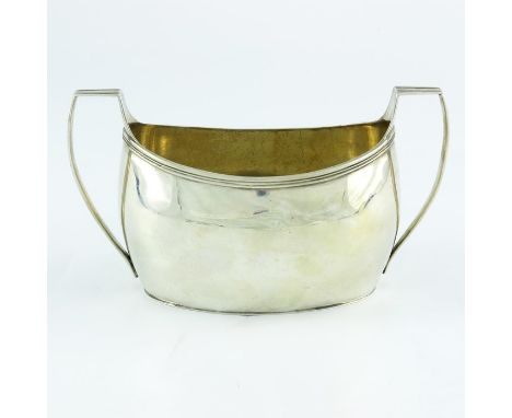 A George III silver sugar basin or sucriere, Robert and David Hennell, London 1799, Neoclassical twin handled bowed oval or b