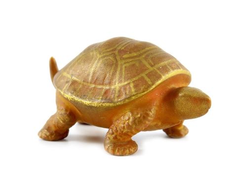 A Royal Worcester gilt netsuke, modelled as a tortoise, 1909, puce marks, 5cm long