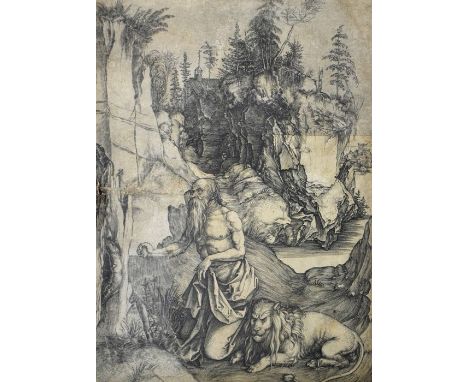Albrecht Durer (1471-1528), St Jerome in Penitence (B. 61; M. Holl. 57), etching, after the 1496 original, inscribed in penci