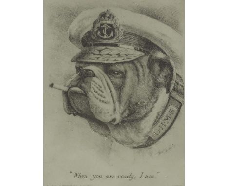 Henry George Walker (1876-1932), OHMS When You are Ready, I am, etching, circa 1914, signed in the plate, 21cm x 16cm, framed