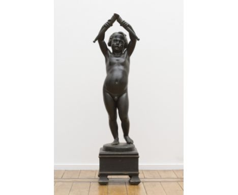 CHARLES VAN OEMBERG (1824-1901)Putti porte-torchère, 1868Bronze à patine brune.Signé.On joint un socle en bois.Manque la lamp