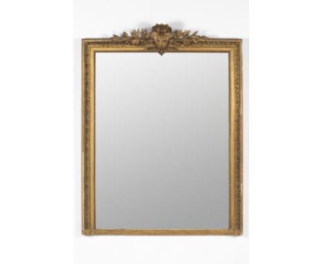 Miroir de cheminée en bois sculpté doré. Style Louis XVI, 19e siècleVerguld gesneden houten schoorsteenmantel. Lodewijk XVI s