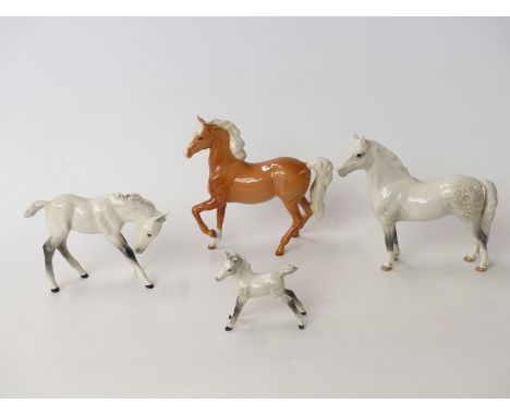 Beswick Welsh Mountain Pony, together with two other Beswick horses and a foal (4)