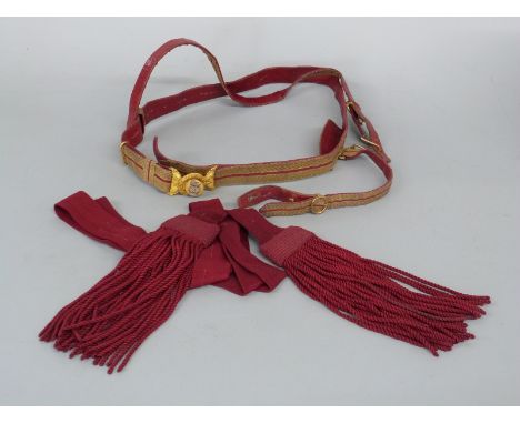 Victorian c1880 Royal Marines Light Infantry Officer's sash, levee belt and slings. Formerly the property of Lieutenant Augus