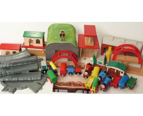 Over 100 Brio railway items including Thomas The Tank Engine, buildings, track and accessories 