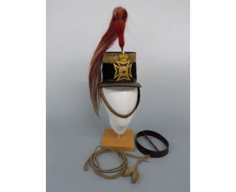 Victorian c1857 3rd (King's Own) Light Dragoons officer's Albert 2nd pattern short shako worn by Major The Hon. Horace Manner