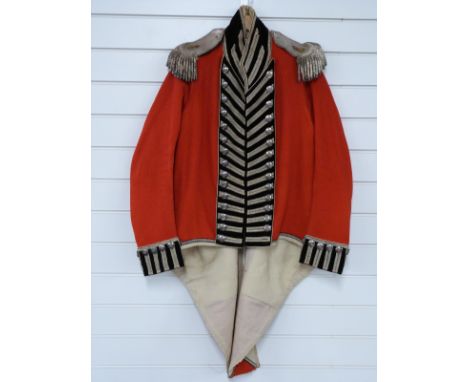 British Army officer's redcoat coatee for the Retford Regiment of the Nottinghamshire Militia, c1809 Grenadier Company. The f