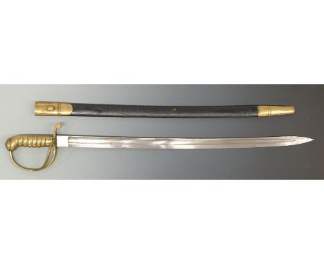 Victorian Thames River Police / London Metropolitan Police sword, blade length 68cm complete with scabbard with metal locket 