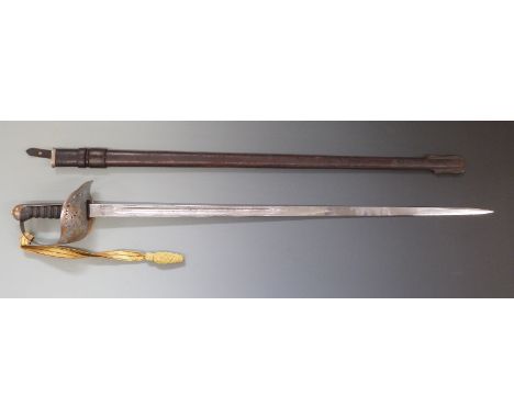 British Army Infantry officer's 1895 pattern sword, three quarter basket hilt with 1897 alteration featuring small turned-dow