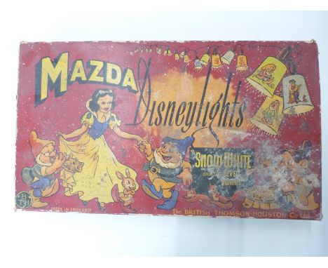 The British Thomson-Houston Co Ltd Mazda Disneylights Snow White and the Seven Dwarfs lamp outfit, in original box. 