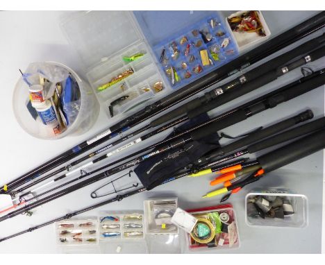 Salmon, pike and sea fishing equipment including Penn light boat rod with rollers, Shakespeare XK4000, Daiwa TDX B2050 boat r