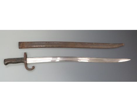 French chassepot sword bayonet marked 1868 to the 57cm blade, with metal scabbard, blade length 57cm