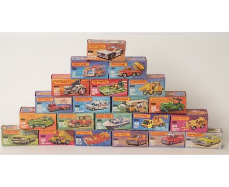 Twenty-one Matchbox Superfast 1-75 diecast model vehicles 10, 11, 19, 26, 30, 33, 38, 40, 41, 42, 48, 49, 52, 53, 54, 55, 58,