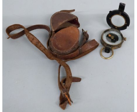 WWI military marching  compass by T Cooke & Sons Ltd and dated 1916 in original, similarly dated, leather case 