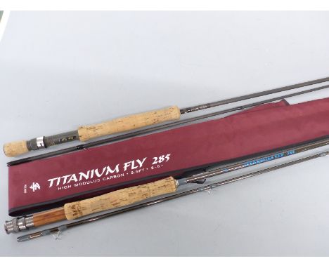 Trevor Morgan Custom fly two piece carbon fibre fly fishing rod dated 2001 10' AFTM 7 and a Pro-Performance Titanium fly 285 
