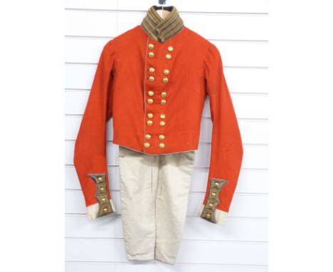 Victorian c1848 29th Regiment of Foot (Worcestershire Regt) officer's coatee of red cloth with buff collar, cuffs and edging,