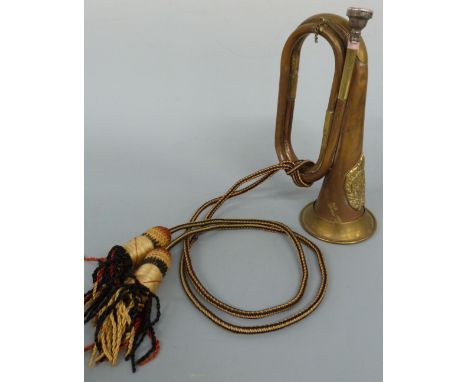 British Army bugle with Argyll and Sutherland Highlanders crest together with a hunting horn