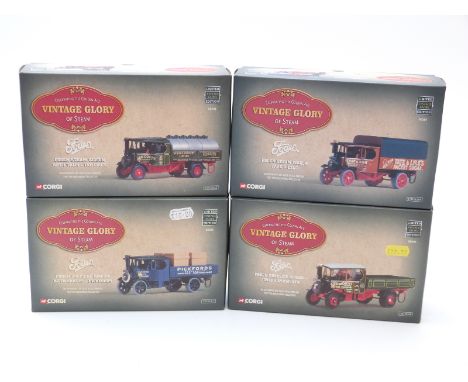 Four Corgi Vintage Glory of Steam limited edition 1:50 scale diecast model Foden Steam Wagons and Dropside Wagons Tate & Lyle