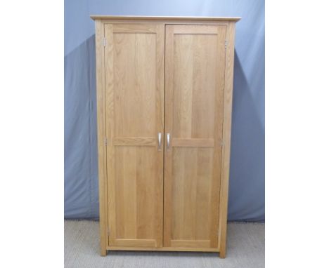 Modern light oak two door wardrobe W110 x D54 x H192cm