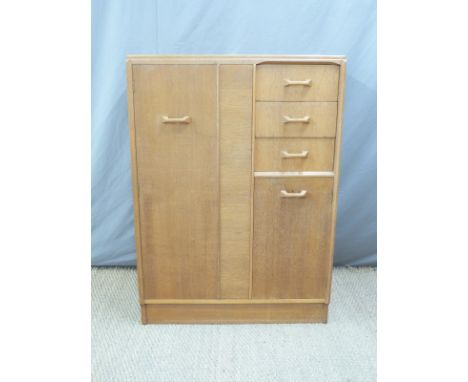 G Plan retro light oak trolley with drawers, cupboard and further tall cupboard spaces W88 x D46 x H122cm