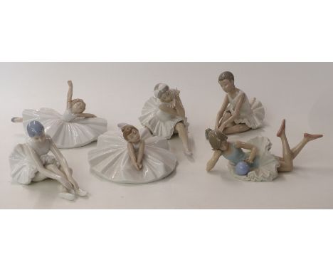 Five Lladro / Nao ballerina figures and one other